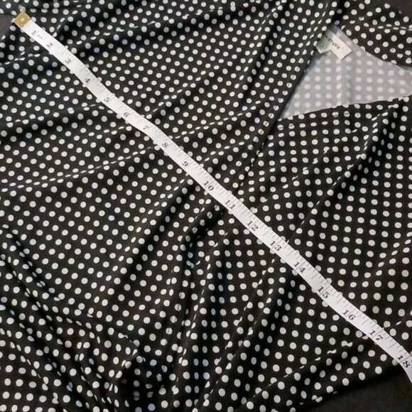Max Studio Black & White Polka-Dot Surplice Ruched Waist Midi Dress Size L - Picture 14 of 16